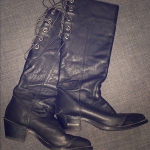 Harley Davidson black leather cowboy biker boots